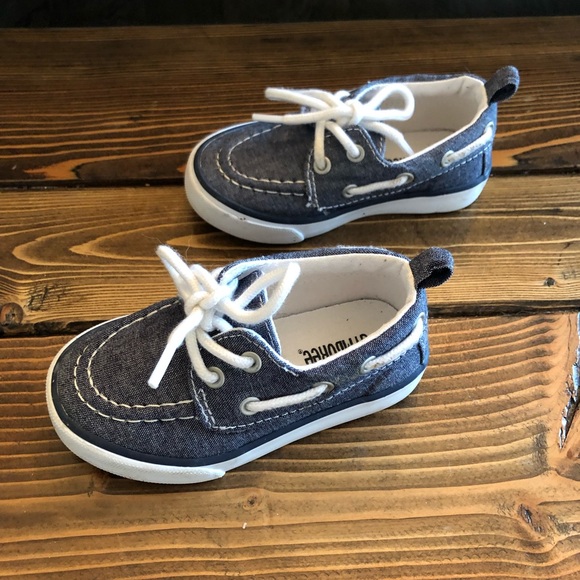Gymboree Boys Chambray Grey Boat Shoes - Picture 3 of 5